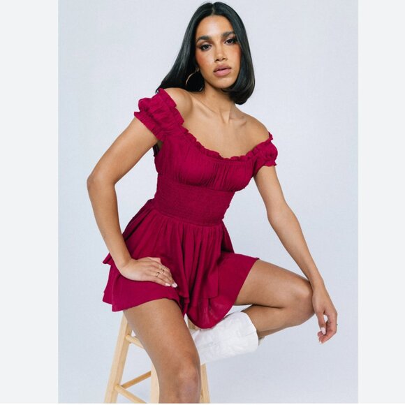 The Love Galore Romper Burgundy | Princess Polly - Picture 1 of 5
